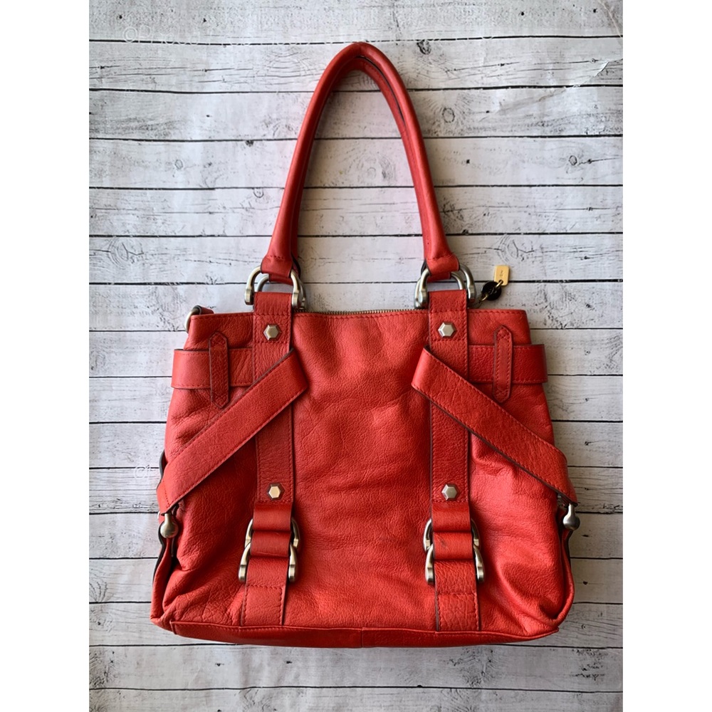 Sloane & Alex Bag Ruby Red Leather Tote Handbag - Picture 3 of 7